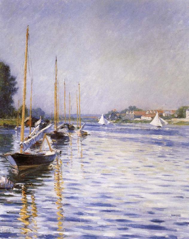 Gustave Caillebotte Boats on the Seine at Argenteruill oil painting picture